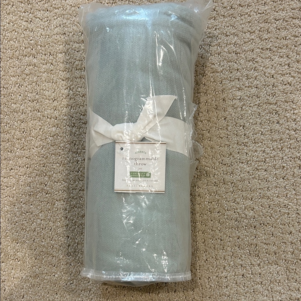 New!! Pottery Barn Aqua Blue Throw Blanket